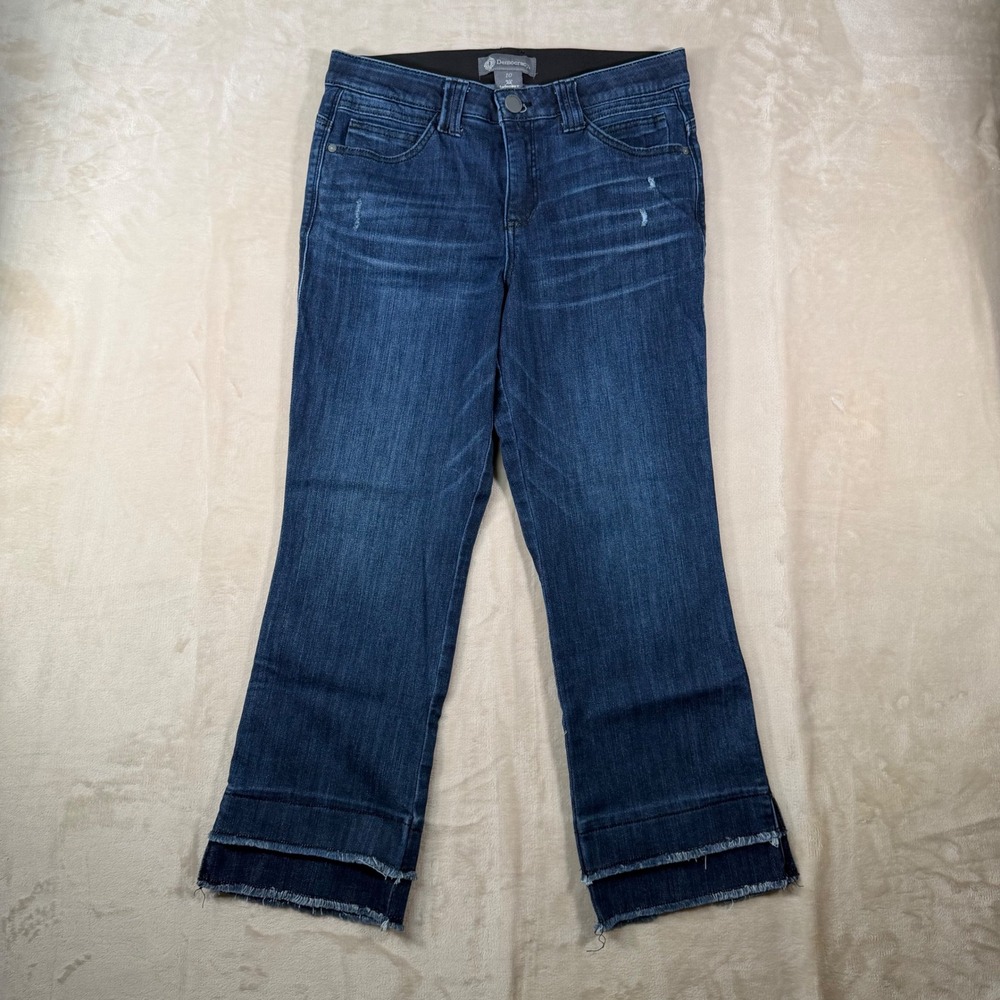 Democracy Cropped Flare Jeans Women 10 Blue Ab Technology Double‎ Raw Hem Slit